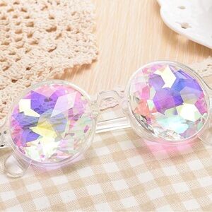 Kaleidoscope Holographic Rave Glasses with Trippy Prism One Size, Clear **READ**